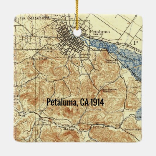 Petaluma CA  map Keramisch Ornament (Achterkant)
