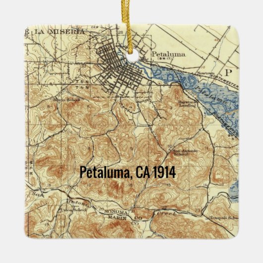 Petaluma CA  map Keramisch Ornament (Voorkant)