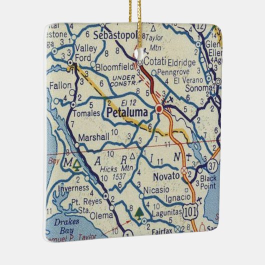 Petaluma Classic Map Keramisch Ornament (Rechts)