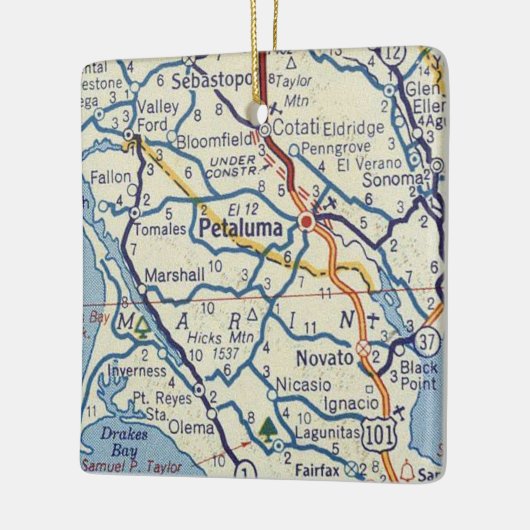 Petaluma Classic Map Keramisch Ornament (Links)