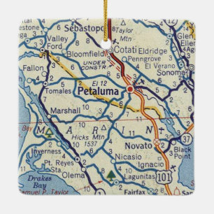 Petaluma Classic Map Keramisch Ornament