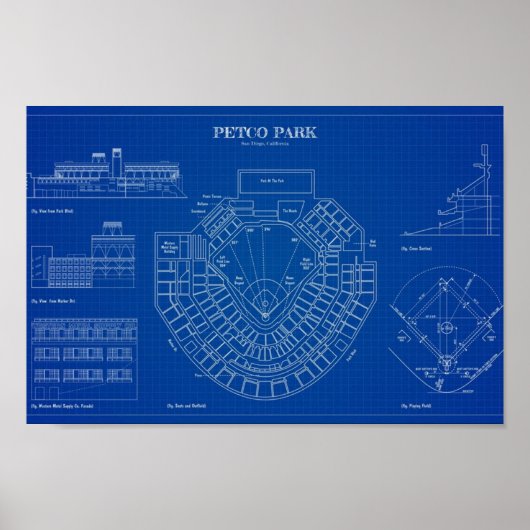 PETCO Park  Blueprint English Poster (Voorkant)