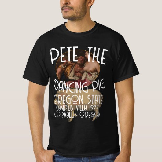 PETE DANCING PIG OREGON STATE 1977 T-SHIRT (Voorkant)