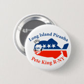 Pete King Long Island Piranha Ronde Button 5,7 Cm (Voorkant /achterkant)