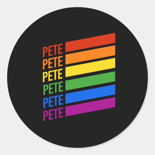 Pete LGBT Rainbow Ronde Sticker (Voorkant)