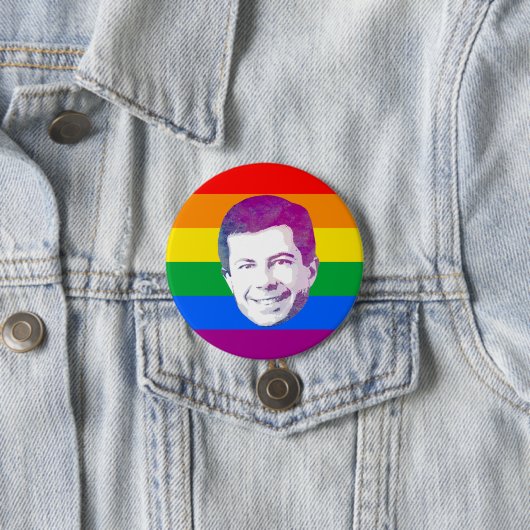 Pete Rainbow Stripes Ronde Button 7,6 Cm (In situ)