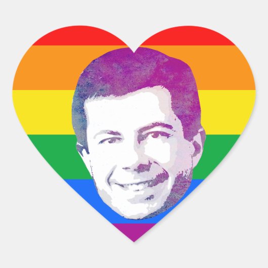 Pete Regenboog Strepen Hart Sticker (Voorkant)
