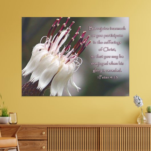 Peter 4:13 Inspirerend Floral Canvas Afdruk (Insitu (Woonkamer))