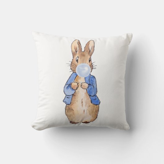 Peter Bblaast een Blauwe Bubbelgom Kussen (Voorkant)