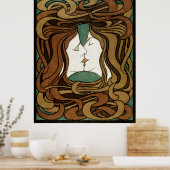 Peter Behrens Kus Liefde Abstract Art Nouveau Poster (Keuken)