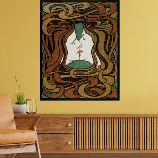 Peter Behrens Kus Liefde Abstract Art Nouveau Poster (Woonkamer 2)