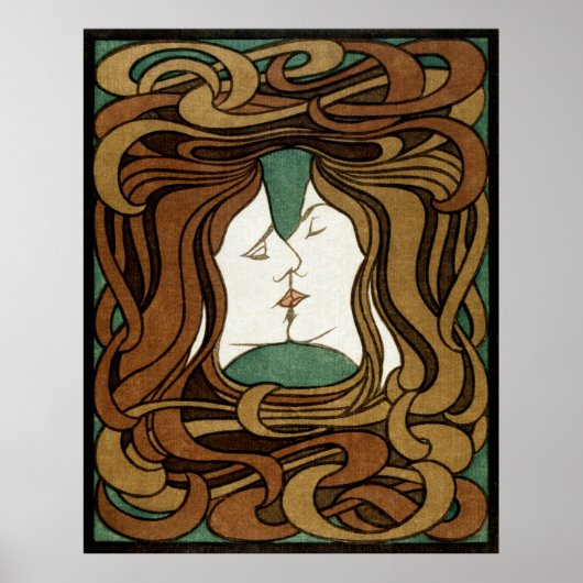 Peter Behrens Kus Liefde Abstract Art Nouveau Poster (Voorkant)