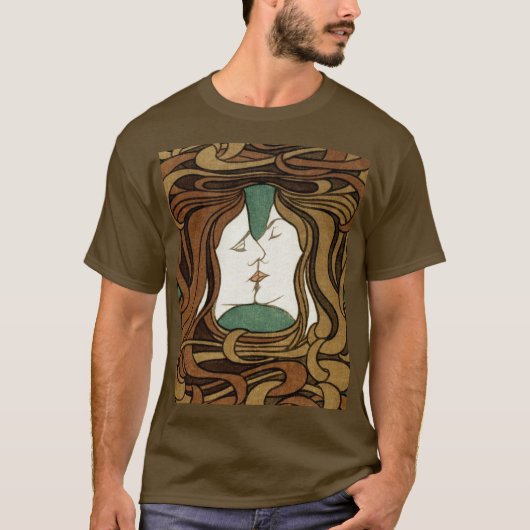 Peter Behrens Kus Liefde Abstract Art Nouveau T-shirt (Voorkant)