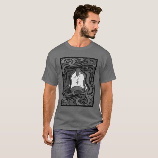 Peter Behrens Kus Liefde Abstract Art Nouveau T-shirt (Voorkant volledig)