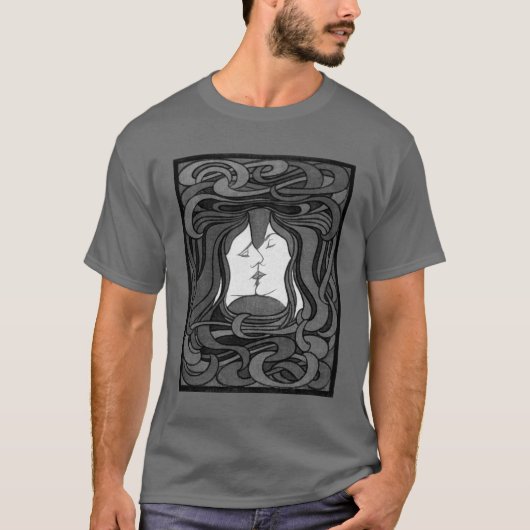 Peter Behrens Kus Liefde Abstract Art Nouveau T-shirt (Voorkant)
