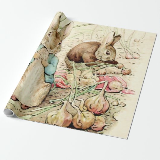 Peter & Benjamin Gather Onions by Beatrix Potter Cadeaupapier (Uitgerold)