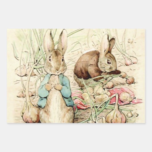 Peter & Benjamin Gather Onions by Beatrix Potter Inpakpapier Vel (Voorkant 2)
