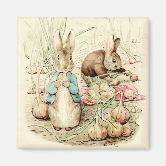 Peter & Benjamin Gather Onions by Beatrix Potter Magneet (Voorkant)