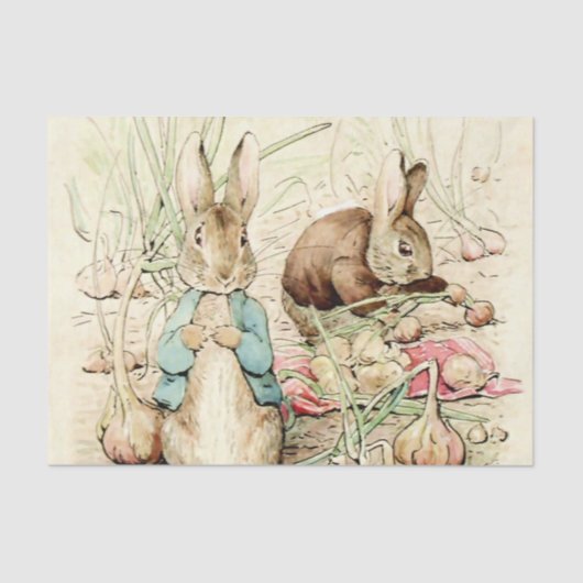 Peter & Benjamin Gather Onions by Beatrix Potter Tissuepapier (Voorkant)