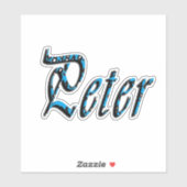 "Peter" Blue Numbers Peter Name, Sticker (Vel)