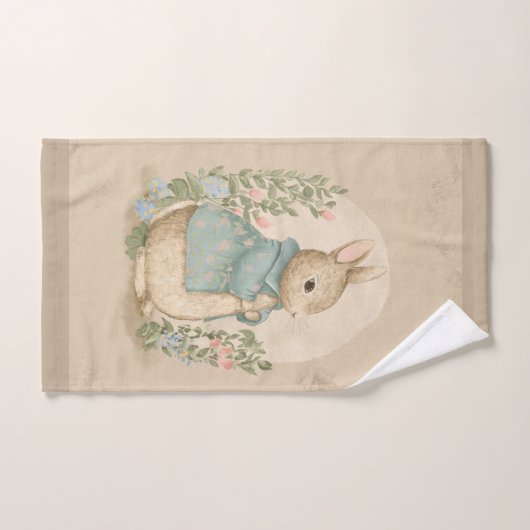  peter bunny met bloemen bad handdoek (Handdoek)