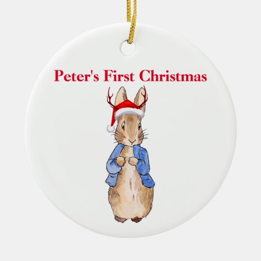 Peter Christmas Pet Personaliseer Eerste Kerstmis Keramisch Ornament (Voorkant)