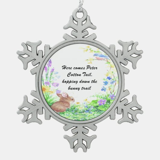 Peter Cotton Tail - Tin Sneeuwvlok Ornament (Voorkant)