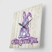Peter Cottontail Paars Pset Easter Bunny Vierkante Klok (Hoek)