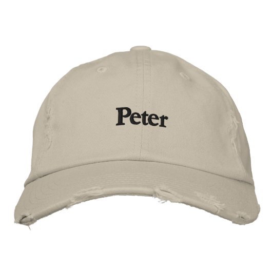 Peter Creëer je eigen naam text Chino twill-Hoofdb Geborduurde Pet (Voorkant)