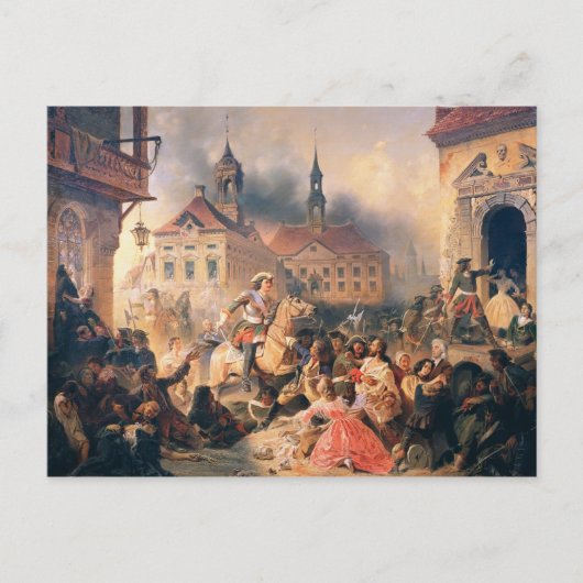 Peter de Grote Veroveraars Narva in 1704, 1859 Briefkaart (Voorkant)