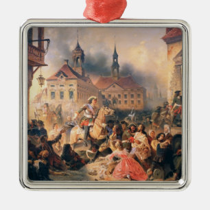 Peter de Grote Veroveraars Narva in 1704, 1859 Metalen Ornament
