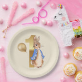 Peter de Konijn 1e Verjaardag gouden ballon Papieren Bordje (Feest)