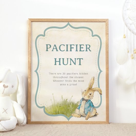 Peter de Konijn Baby shower Fopspeen Hunt Poster