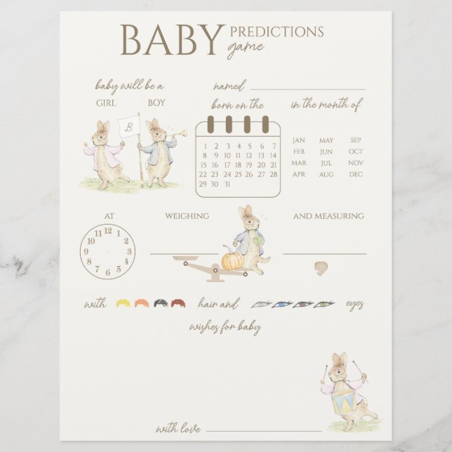 Peter de Konijn Baby shower Gissen Spel (Voorkant)