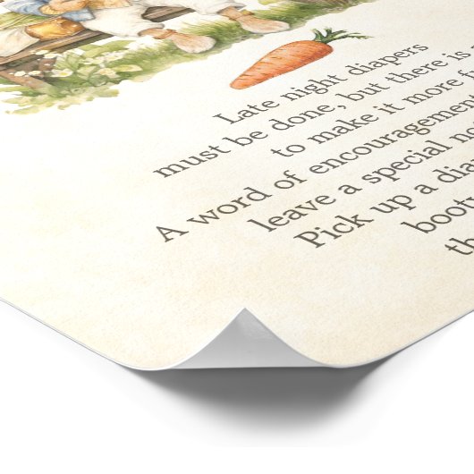 Peter de Konijn Baby shower Late Night Luiers Poster (Hoek)