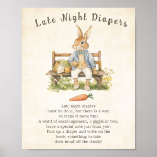 Peter de Konijn Baby shower Late Night Luiers Poster