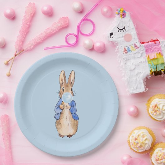 Peter de konijn blauwe bubble gum papieren bordje (Feest)