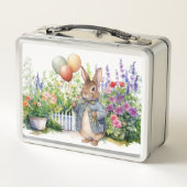 Peter de konijn blauwe jas ballonnen tuin (Achterkant)