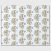 Peter de Konijn Blauwe Verjaardagsballon Cadeaupapier (Vlak)