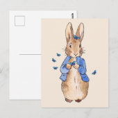 Peter de konijn blauwe vlinders briefkaart (Voorkant / Achterkant)