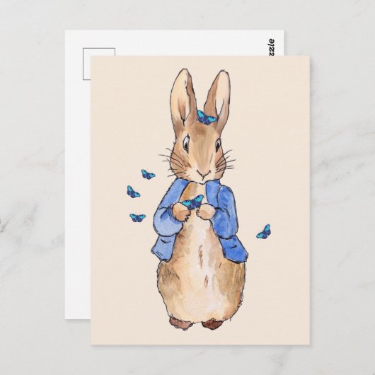Peter de konijn blauwe vlinders briefkaart (Voorkant / Achterkant)