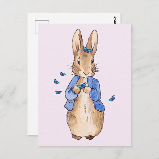 Peter de konijn blauwe vlinders briefkaart (Voorkant / Achterkant)