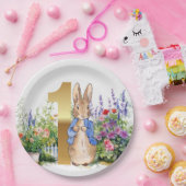 Peter de Konijn bloementuin Eerste Verjaardag Papieren Bordje (Feest)