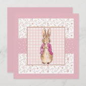 Peter de Konijn Check & Bloemen patroon Bedankkaart (Voorkant / Achterkant)