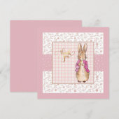 Peter de Konijn Check & Bloemen patroon Bedankkaart (Voorkant / Achterkant)