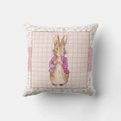 Peter de Konijn Check & Bloemen patroon Kussen (Achterkant)
