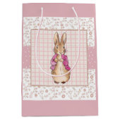 Peter de Konijn Check & Bloemen patroon Medium Cadeauzakje (Voorkant)