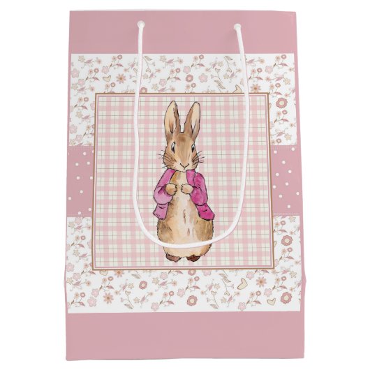 Peter de Konijn Check & Bloemen patroon Medium Cadeauzakje (Achterkant)