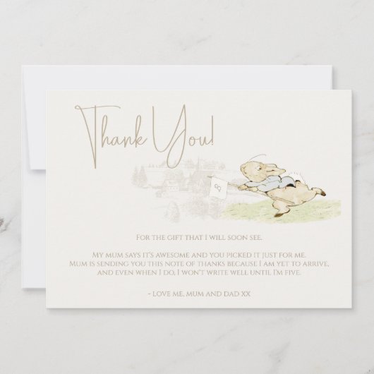 Peter de Konijn Een Konijntje Baby shower Bedankkaart (Voorkant)