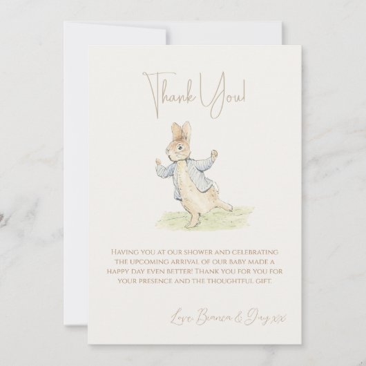Peter de Konijn Een Konijntje Baby shower Bedankkaart (Voorkant)
